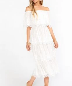 Show Me Your Mumu Lana Midi Dress ~ White Lace