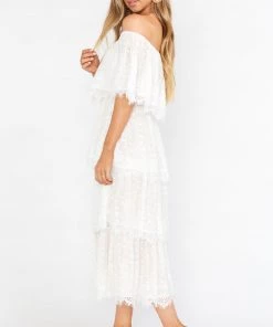 Show Me Your Mumu Lana Midi Dress ~ White Lace