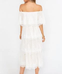 Show Me Your Mumu Lana Midi Dress ~ White Lace