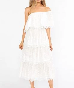 Show Me Your Mumu Lana Midi Dress ~ White Lace