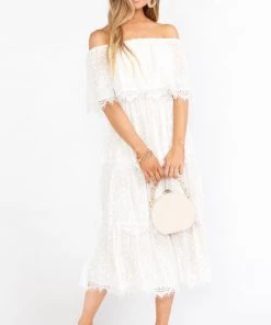 Show Me Your Mumu Lana Midi Dress ~ White Lace
