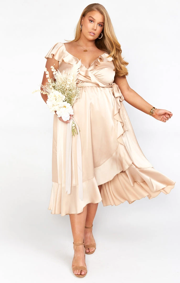 Show Me Your Mumu Samantha Ruffle Wrap Dress ~ Champagne Luxe Satin Dresses 15 Show Me Your Mumu Samantha Ruffle Wrap Dress ~ Champagne Luxe Satin Dresses