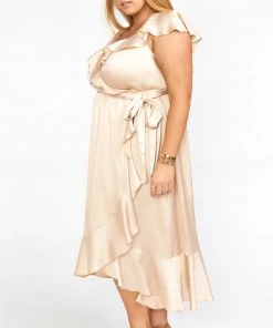 Show Me Your Mumu Samantha Ruffle Wrap Dress ~ Champagne Luxe Satin Dresses 39 Show Me Your Mumu Samantha Ruffle Wrap Dress ~ Champagne Luxe Satin Dresses