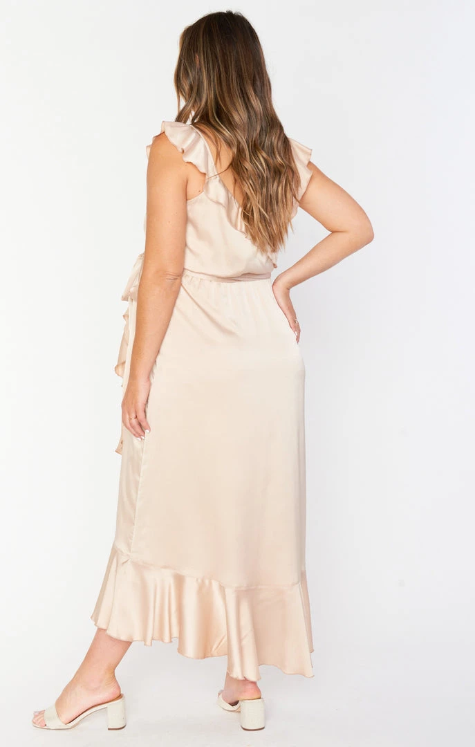 Show Me Your Mumu Samantha Ruffle Wrap Dress ~ Champagne Luxe Satin Dresses 21 Show Me Your Mumu Samantha Ruffle Wrap Dress ~ Champagne Luxe Satin Dresses
