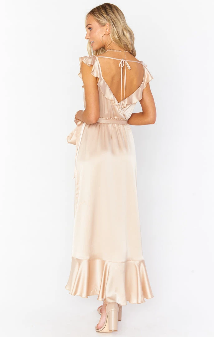 Show Me Your Mumu Samantha Ruffle Wrap Dress ~ Champagne Luxe Satin Dresses 5 Show Me Your Mumu Samantha Ruffle Wrap Dress ~ Champagne Luxe Satin Dresses