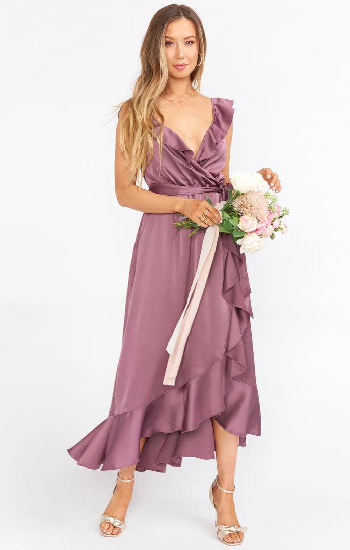 Show Me Your Mumu Samantha Ruffle Wrap Dress ~ Dusty Plum Luxe Satin 8 Show Me Your Mumu Samantha Ruffle Wrap Dress ~ Dusty Plum Luxe Satin