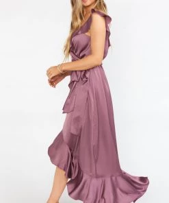 Show Me Your Mumu Samantha Ruffle Wrap Dress ~ Dusty Plum Luxe Satin 17 Show Me Your Mumu Samantha Ruffle Wrap Dress ~ Dusty Plum Luxe Satin