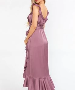 Show Me Your Mumu Samantha Ruffle Wrap Dress ~ Dusty Plum Luxe Satin 18 Show Me Your Mumu Samantha Ruffle Wrap Dress ~ Dusty Plum Luxe Satin