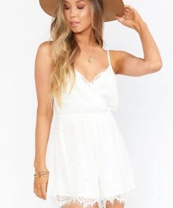 Show Me Your Mumu Olympia Romper ~ White Lace Rompers