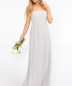 Show Me Your Mumu Bridesmaids Dresses Lauren Tie Maxi Dress ~ Dove Grey Chiffon