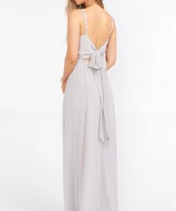 Show Me Your Mumu Bridesmaids Dresses Lauren Tie Maxi Dress ~ Dove Grey Chiffon