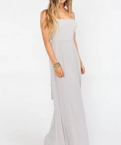 Show Me Your Mumu Bridesmaids Dresses Lauren Tie Maxi Dress ~ Dove Grey Chiffon