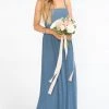 Show Me Your Mumu Bridesmaids Dresses Lauren Tie Maxi Dress ~ Slate Blue Chiffon