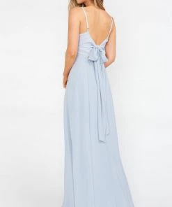 Show Me Your Mumu Lauren Tie Maxi Dress ~ Steel Blue Chiffon