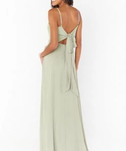 Show Me Your Mumu Bridesmaids Dresses Lauren Tie Maxi Dress ~ Moss Green Crisp