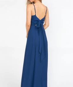 Show Me Your Mumu Lauren Tie Maxi Dress ~ Rich Navy Crisp