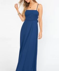 Show Me Your Mumu Lauren Tie Maxi Dress ~ Rich Navy Crisp