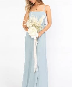 Show Me Your Mumu Bridesmaids Dresses Lauren Tie Maxi Dress ~ Silver Sage Crisp