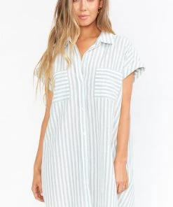 Show Me Your Mumu Martin Shirt Dress ~ Sage Stripe