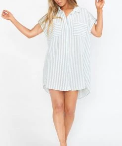 Show Me Your Mumu Martin Shirt Dress ~ Sage Stripe