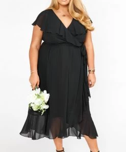 Show Me Your Mumu Dresses Jess Ruffle Midi Dress ~ Black Chiffon 21 Show Me Your Mumu Dresses Jess Ruffle Midi Dress ~ Black Chiffon