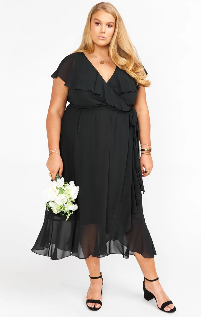 Show Me Your Mumu Dresses Jess Ruffle Midi Dress ~ Black Chiffon 8 Show Me Your Mumu Dresses Jess Ruffle Midi Dress ~ Black Chiffon