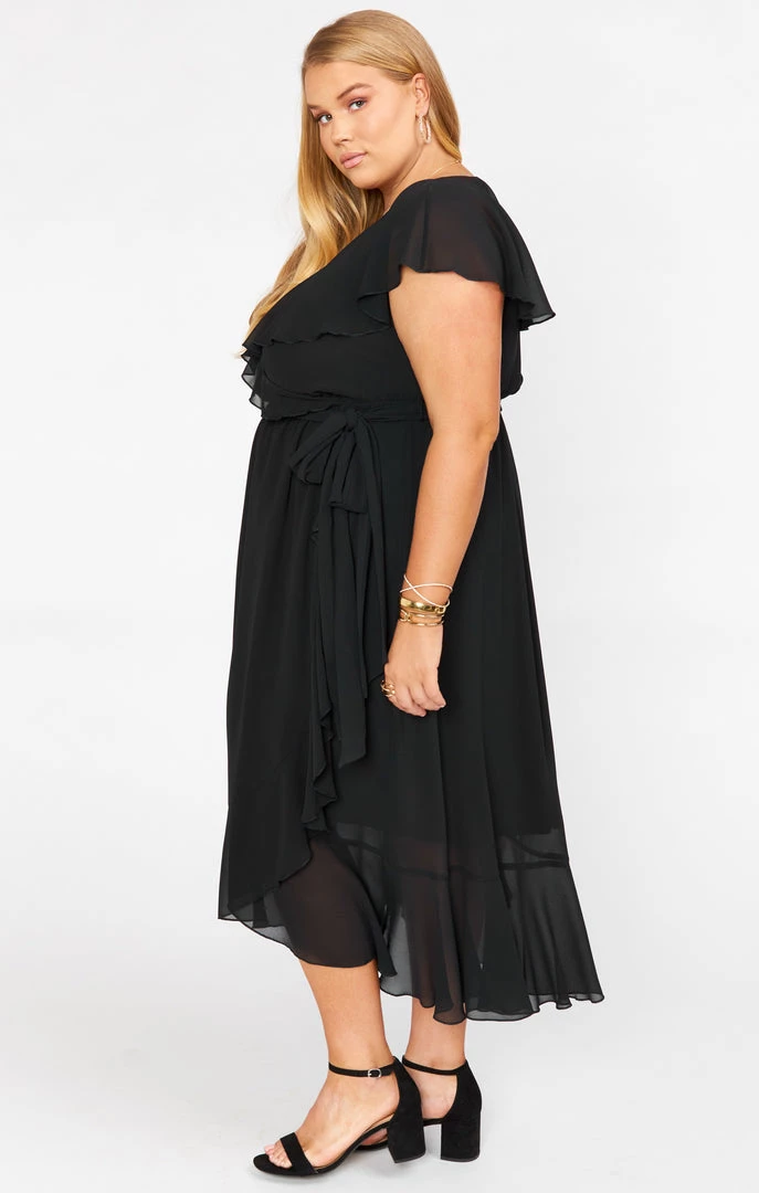Show Me Your Mumu Dresses Jess Ruffle Midi Dress ~ Black Chiffon 10 Show Me Your Mumu Dresses Jess Ruffle Midi Dress ~ Black Chiffon