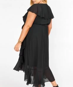 Show Me Your Mumu Dresses Jess Ruffle Midi Dress ~ Black Chiffon 24 Show Me Your Mumu Dresses Jess Ruffle Midi Dress ~ Black Chiffon