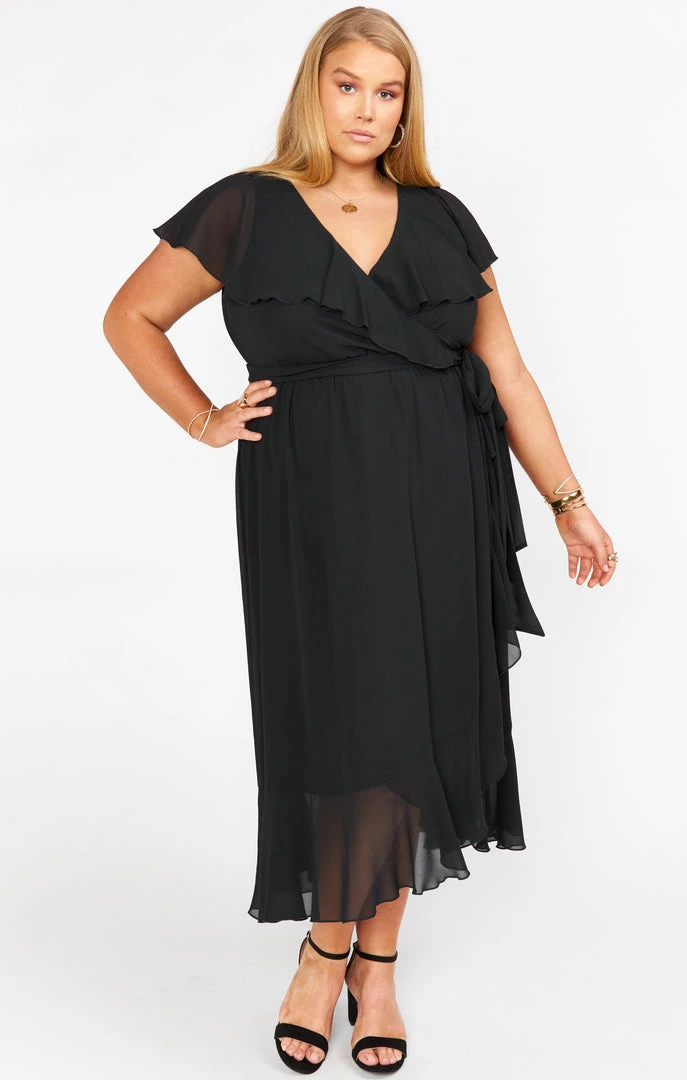 Show Me Your Mumu Dresses Jess Ruffle Midi Dress ~ Black Chiffon 12 Show Me Your Mumu Dresses Jess Ruffle Midi Dress ~ Black Chiffon
