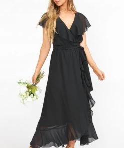 Show Me Your Mumu Dresses Jess Ruffle Midi Dress ~ Black Chiffon 29 Show Me Your Mumu Dresses Jess Ruffle Midi Dress ~ Black Chiffon