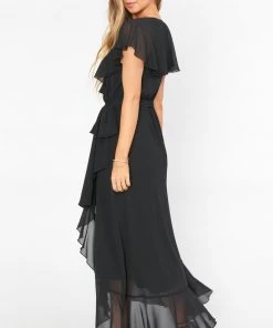 Show Me Your Mumu Dresses Jess Ruffle Midi Dress ~ Black Chiffon 18 Show Me Your Mumu Dresses Jess Ruffle Midi Dress ~ Black Chiffon