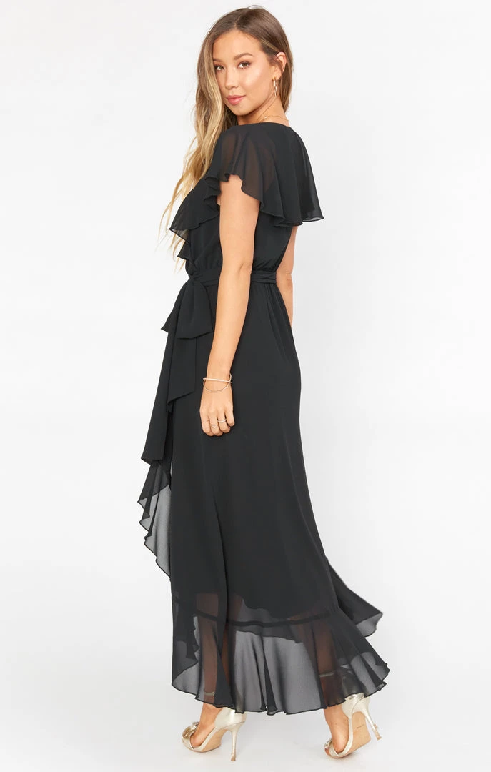 Show Me Your Mumu Dresses Jess Ruffle Midi Dress ~ Black Chiffon 5 Show Me Your Mumu Dresses Jess Ruffle Midi Dress ~ Black Chiffon