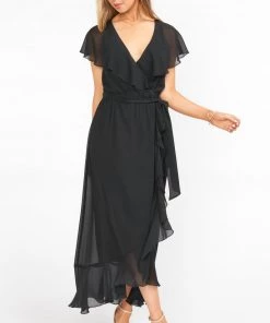 Show Me Your Mumu Dresses Jess Ruffle Midi Dress ~ Black Chiffon 20 Show Me Your Mumu Dresses Jess Ruffle Midi Dress ~ Black Chiffon