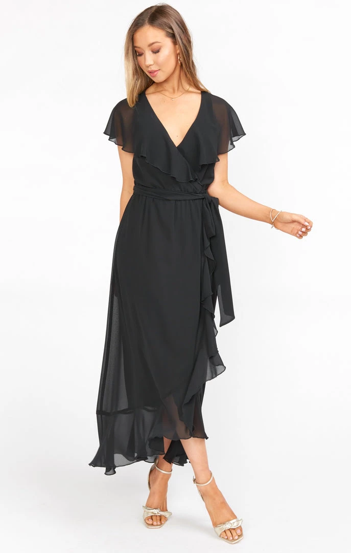 Show Me Your Mumu Dresses Jess Ruffle Midi Dress ~ Black Chiffon 7 Show Me Your Mumu Dresses Jess Ruffle Midi Dress ~ Black Chiffon