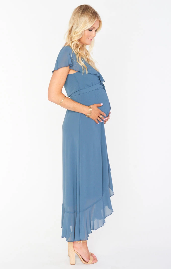 Show Me Your Mumu Dresses Jess Ruffle Midi Dress ~ Slate Blue Chiffon 14 Show Me Your Mumu Dresses Jess Ruffle Midi Dress ~ Slate Blue Chiffon