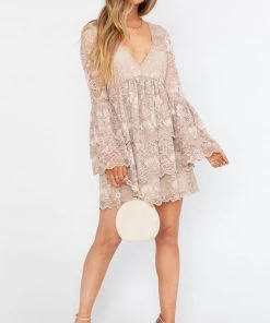 Show Me Your Mumu Chateau Dress ~ Fancy Floral Lace Champagne