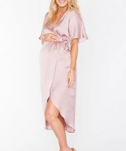 Show Me Your Mumu Kimora Wrap Dress ~ Mauve Silky Satin New Mu 16 Show Me Your Mumu Kimora Wrap Dress ~ Mauve Silky Satin New Mu