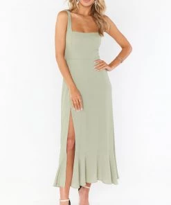 Show Me Your Mumu Claire Midi Dress ~ Moss Green Crisp