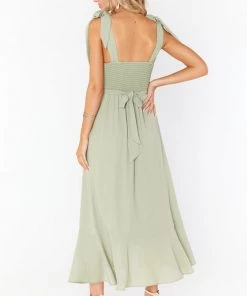 Show Me Your Mumu Claire Midi Dress ~ Moss Green Crisp