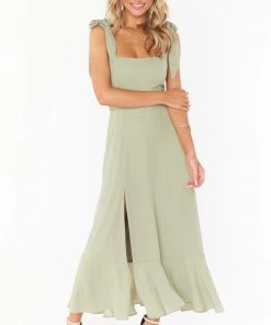 Show Me Your Mumu Claire Midi Dress ~ Moss Green Crisp