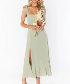 Show Me Your Mumu Claire Midi Dress ~ Moss Green Crisp