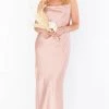 Show Me Your Mumu Tuscany Maxi Slip Dress ~ Rose Gold Luxe Satin Dresses