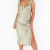 Show Me Your Mumu Serene Slip Dress ~ Moss Green Luxe Satin New Mu