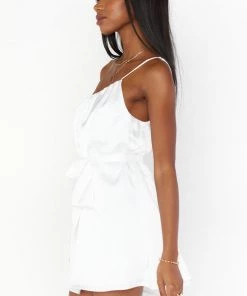 Show Me Your Mumu New Mu Tasha Mini Dress ~ Ivory Luxe Satin