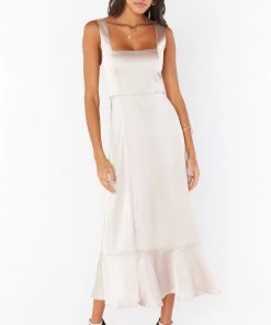 Show Me Your Mumu Claire Midi Dress ~ Show Me The Ring Luxe Satin