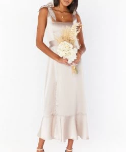 Show Me Your Mumu Claire Midi Dress ~ Show Me The Ring Luxe Satin
