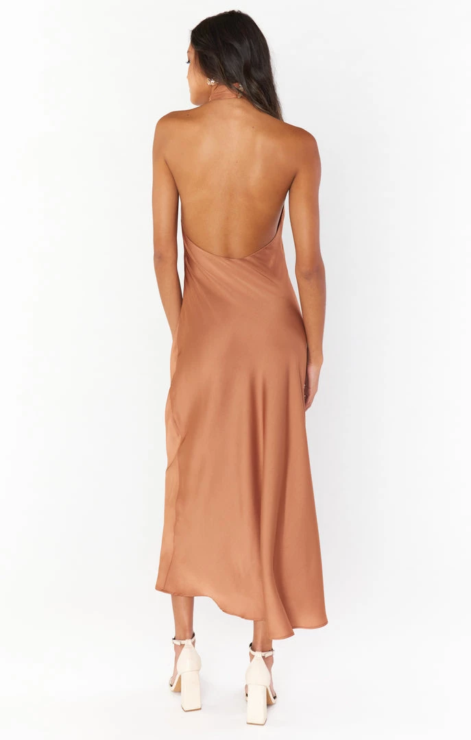 Show Me Your Mumu New Mu Jasmine Halter Midi Dress ~ Copper Luxe Satin 5 Show Me Your Mumu New Mu Jasmine Halter Midi Dress ~ Copper Luxe Satin