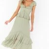 Show Me Your Mumu Bridesmaids Dresses Reese Ruffle Dress ~ Moss Green Crisp