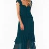 Show Me Your Mumu Bridesmaids Dresses Reese Ruffle Dress ~ Emerald Chiffon