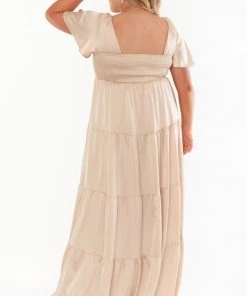 Show Me Your Mumu Nicole Maxi Dress ~ Champagne Luxe Satin Bridesmaids Dresses